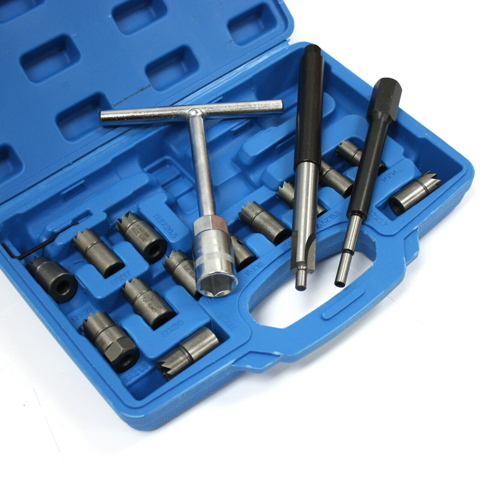 17Pc Diesel Injector Seat Cutter Clearner Set Tool 