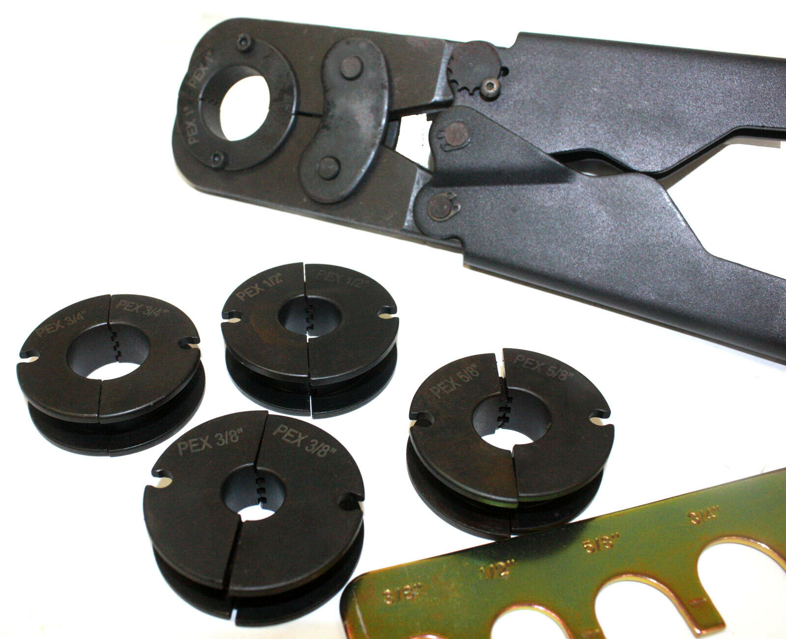 5in1 Pex Crimper Kit 3/8" 1/2" 5/8" 3/4" 1" Crimping Plumbing Copper Ring Tool 