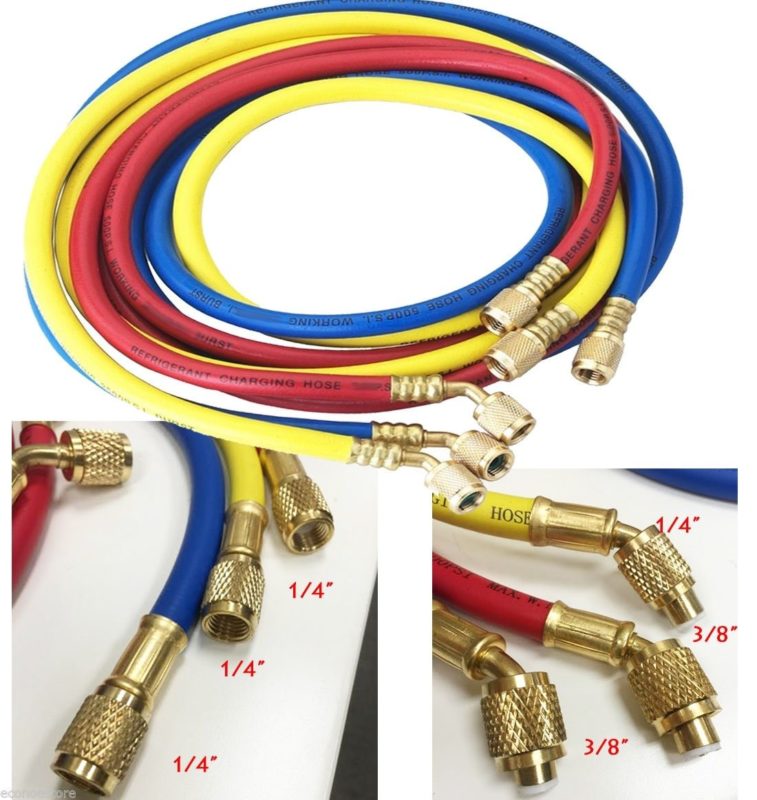 60" 5ft HVAC 1/4" 3/8" SAE 800PSI Charging Hoses AC Refrigerant R410a