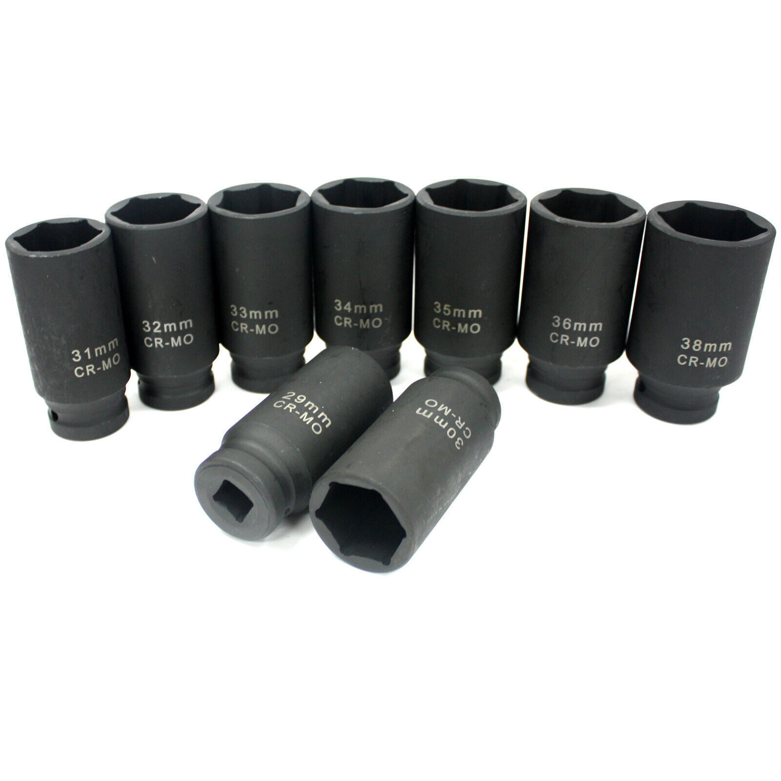 6pc 1/2" Drive Deep Impact Socket Set – Spindle Axle Nut Sizes 30mm To 36mm (CR-MO)