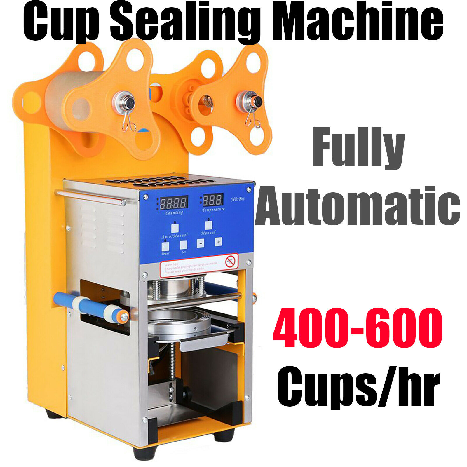 Fully Automatic Cup Sealing Machine Sealer Tea Coffee Bar Beverage 10 Cups/min 
