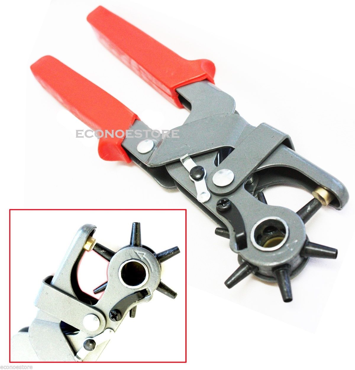 Heavy Duty Leather Hole Punch Hand Pliers Belt Holes 6 Sized Punches Tool