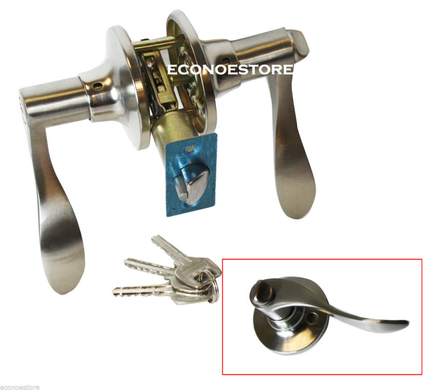 Keyed Lock Entrance Door Lock Entry Lever Set Easy To Install W/ 2 Keys