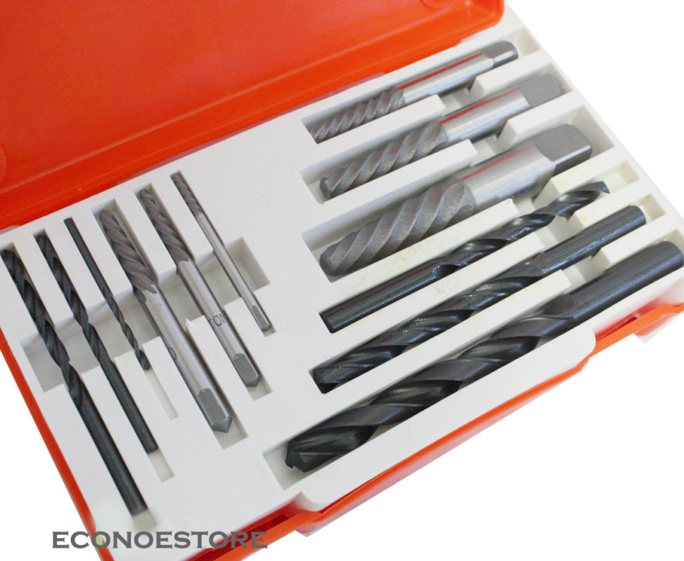 12 PC RIGID TYPE SCREW EXTRACTOR SET DRILL EASY OUT HAND TOOL
