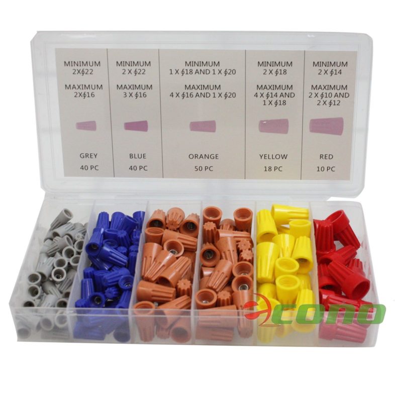 158pc Wire Twist Connectors Assortment Kit Caps Nuts Wspring Insert Assortment Econosuperstore 