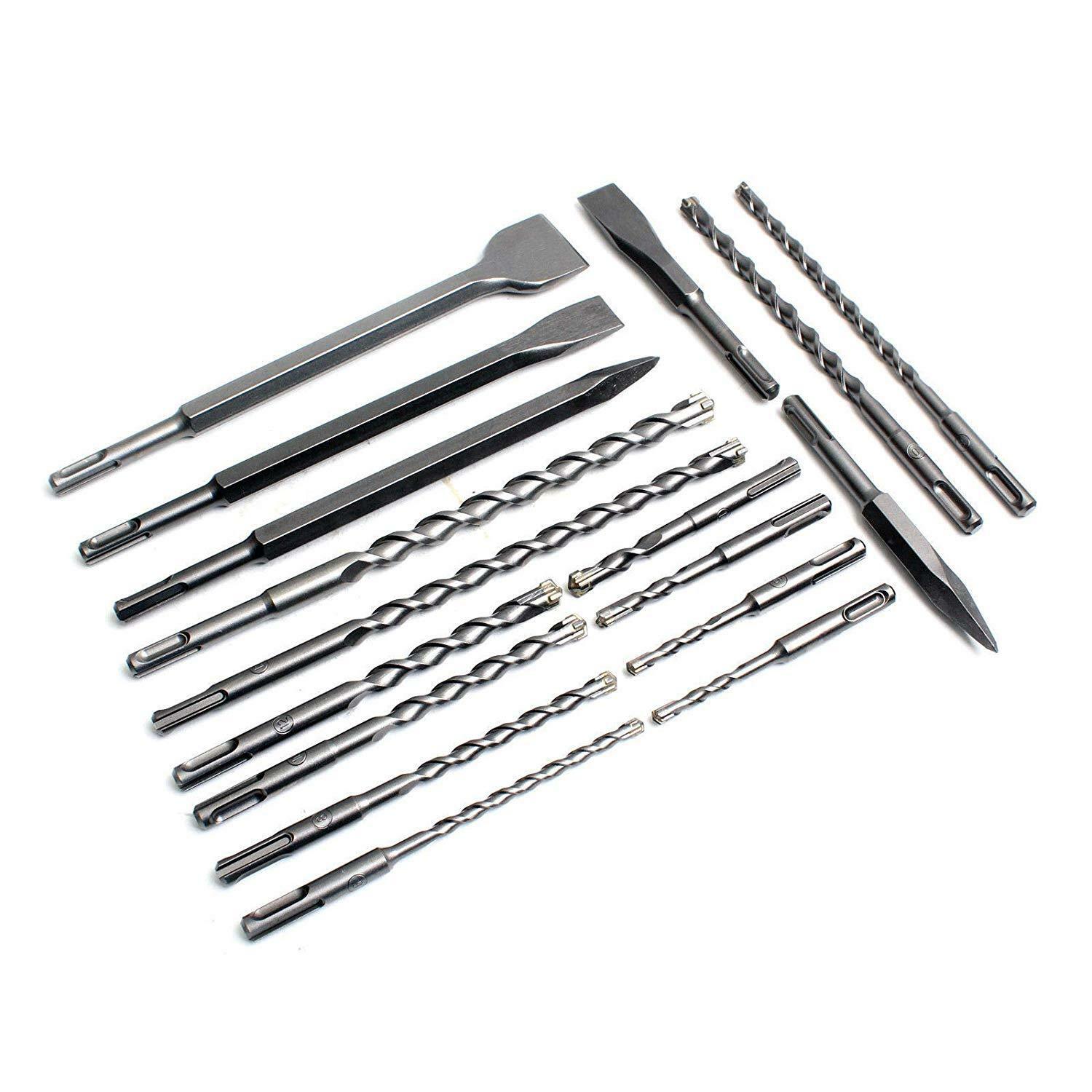 17 PC SDS PLUS ROTARY HAMMER BITS DRILL BIT & CHISEL GROOVE CONCRETE 