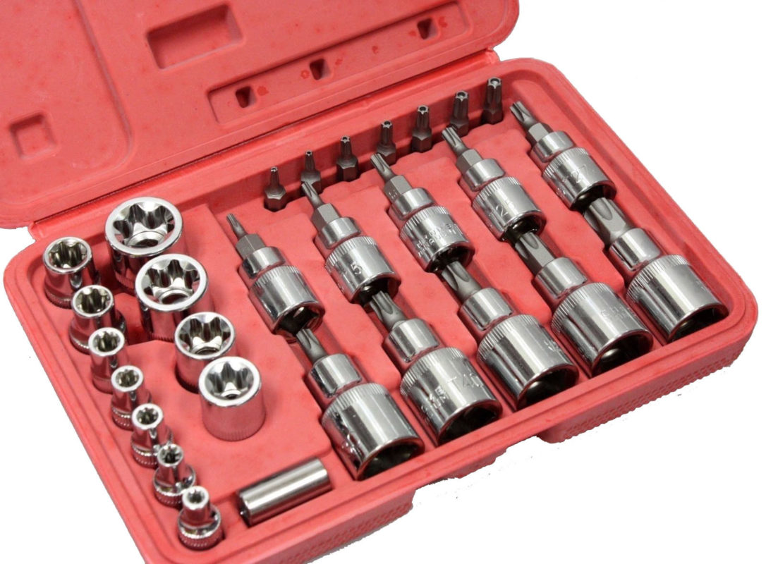 30PC Security Star Torx Sockets Chrome Vanadium & Tamper Proof Bits Set ...