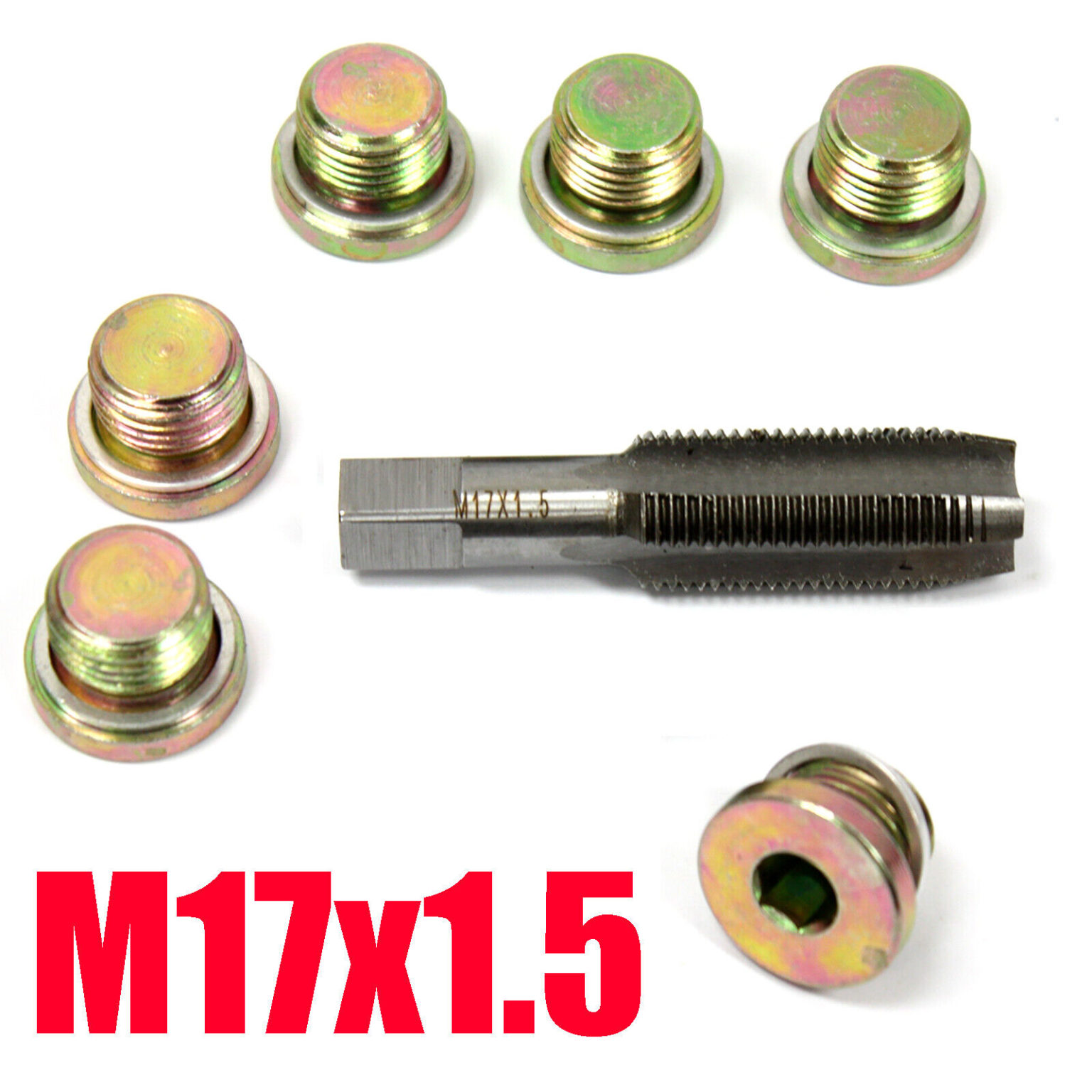 7pc M17 X 1 5 Sump Drain Plug Oil Pan Thread Screw Chaser Repair Set 