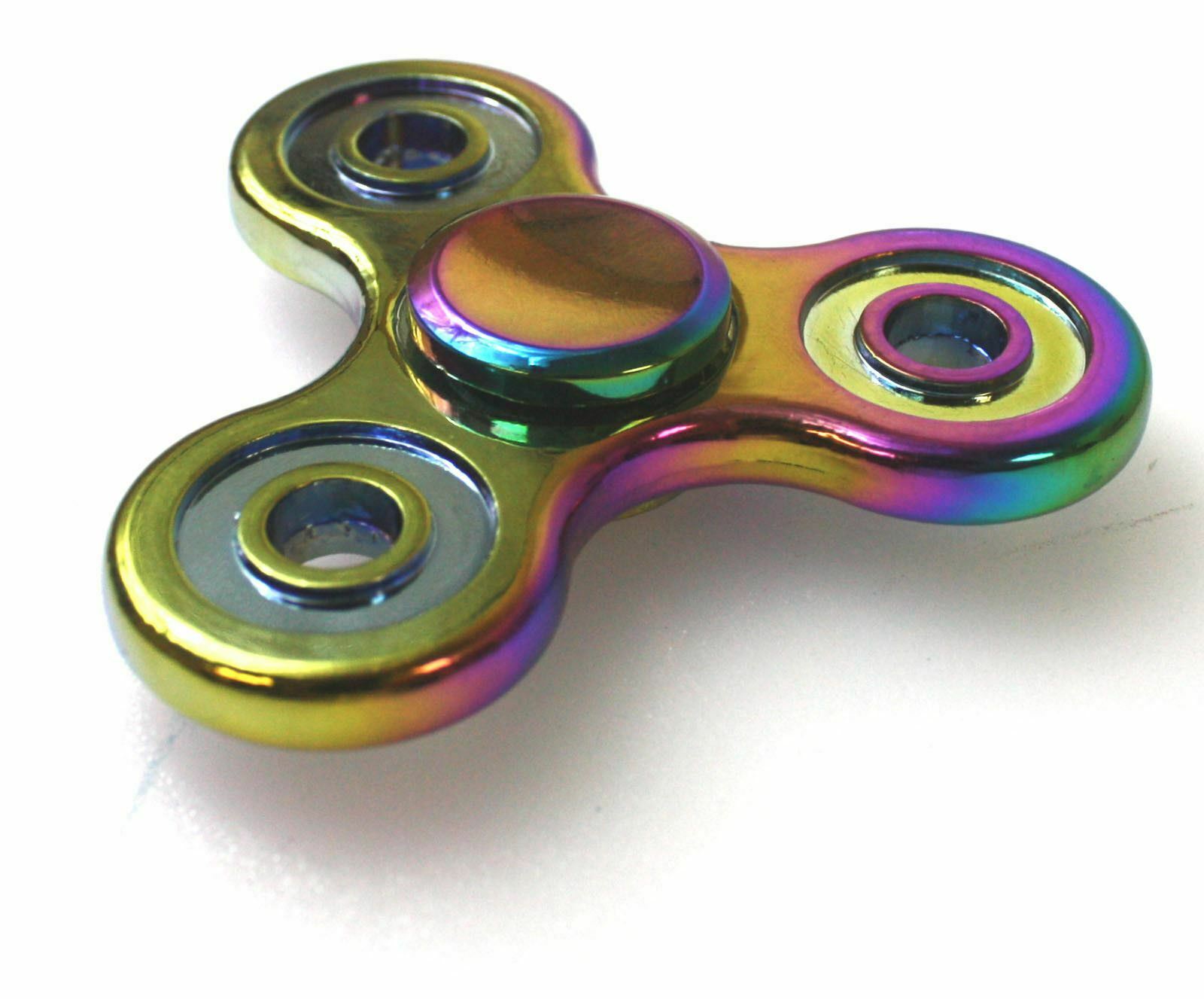 Color Rainbow Aluminum Alloy Tri Hand Finger Spinner Fidget EDC Desk Toy Gyro 04 