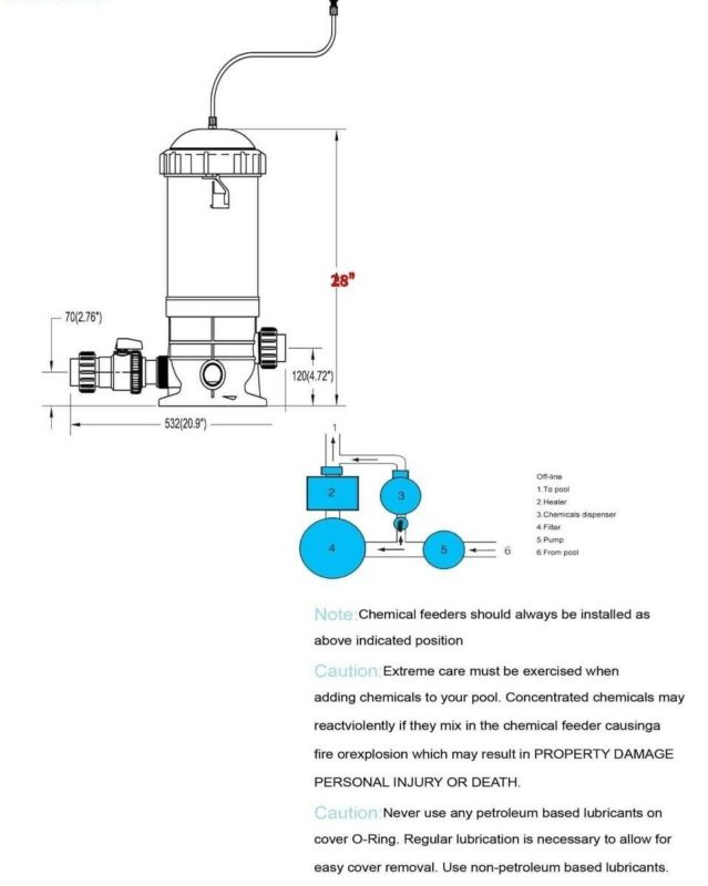 Automatic Swimming Pool Chlorinator Dispenser Chlorine InLine Feeder