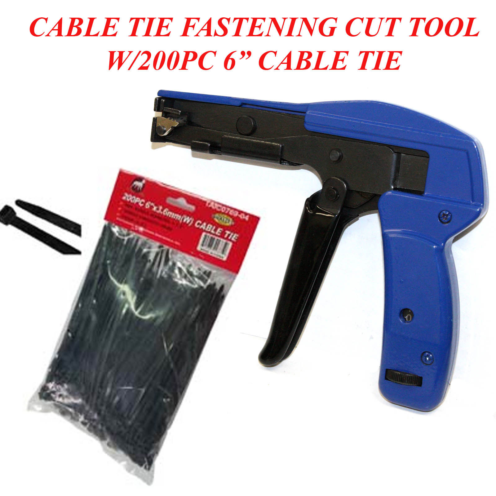 Heavy Duty Cable Zip Ties Automatic Cut Off Gun Tool Set Tension Fastening Tools 