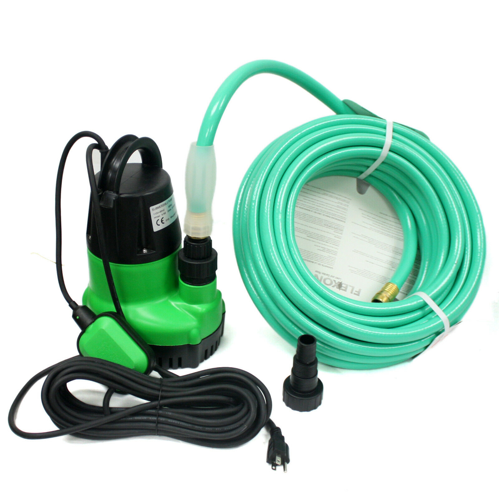 1/4 Portable Submersible Pump Utility Pump Water Pump With Hose High Flow 1500 GPH For Water Removal Household Drainage Sump Pump 3/4inch Garden Hose Adaptor US SHIPPED Green 
