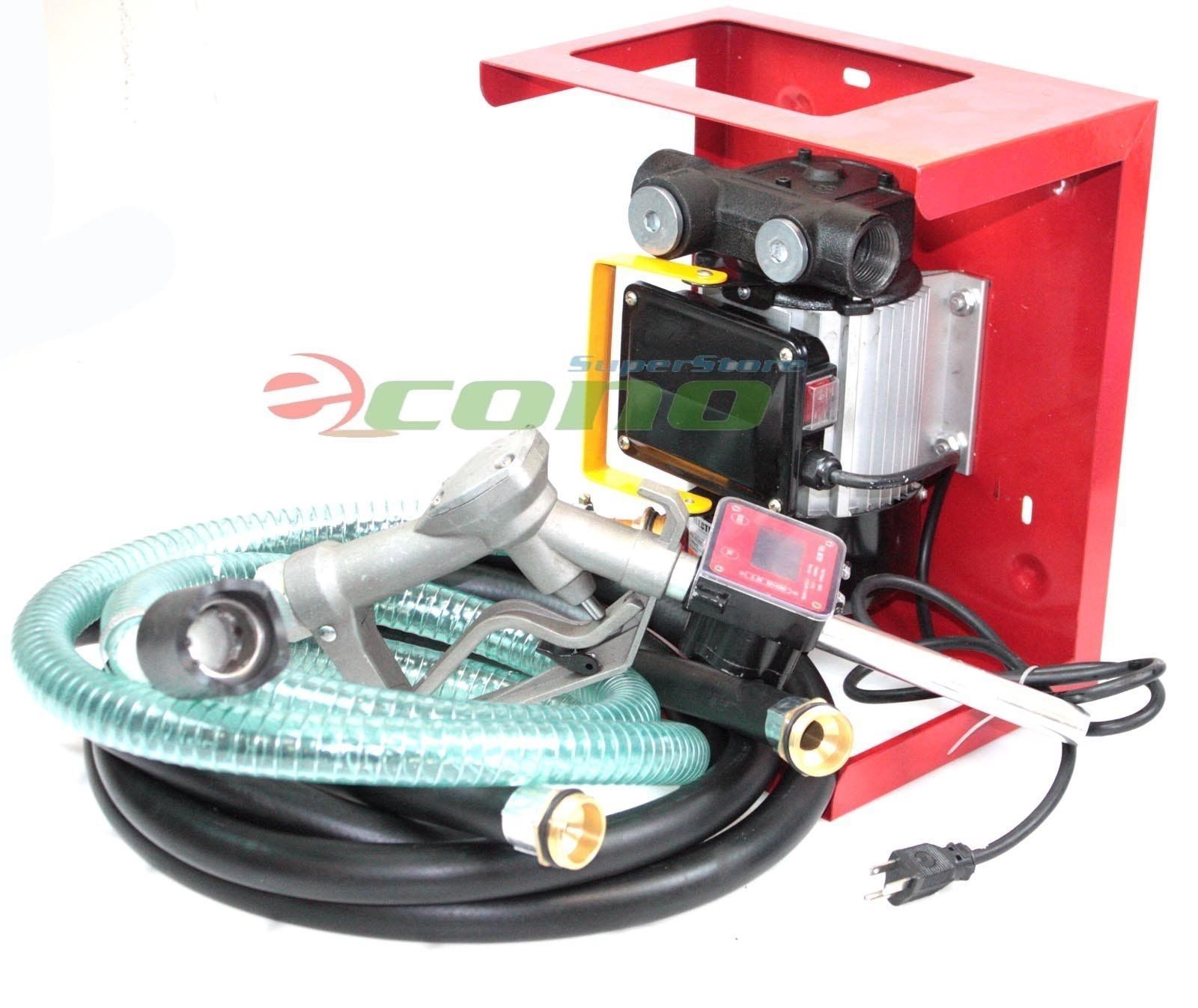 W/Digital Flow Meter Fuel Gasoline Diesel Petrol Oil Gun Manual Nozzle Dispenser 