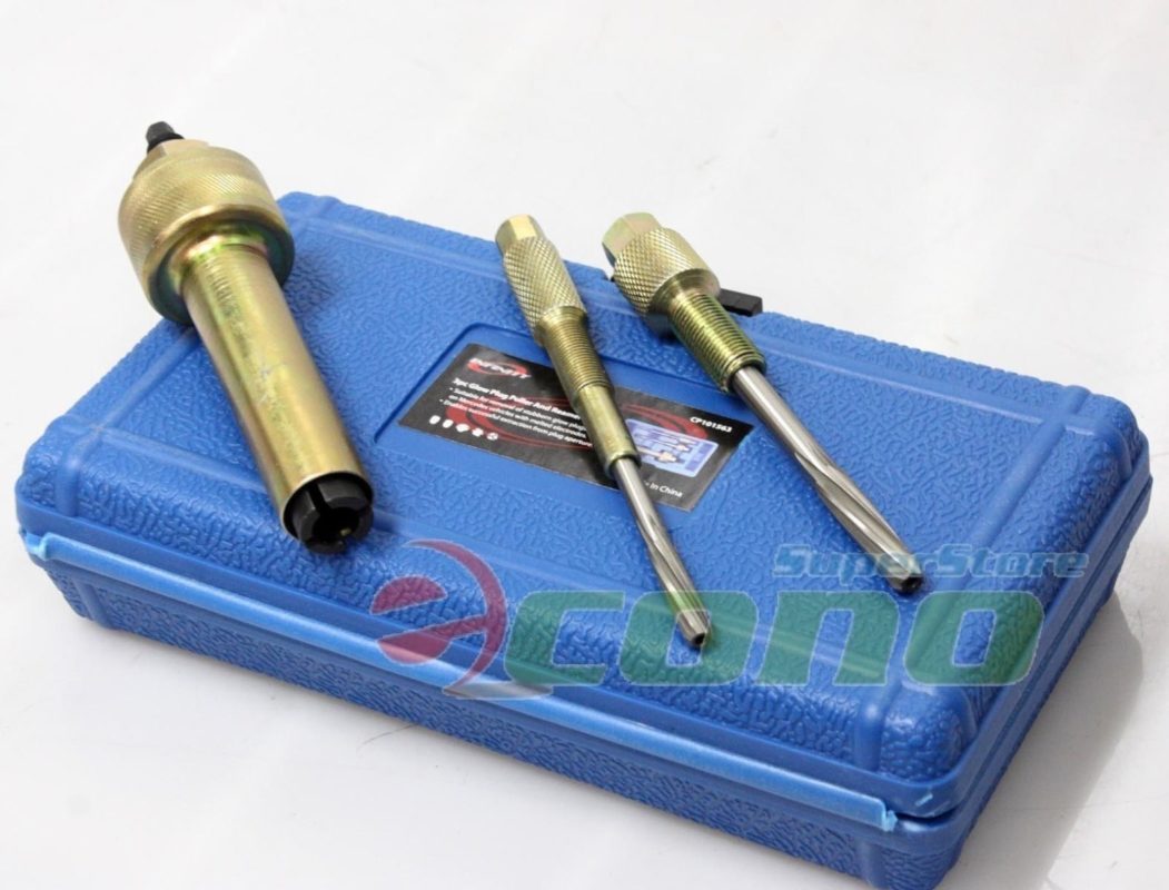 3pc Glow Plug Extractor Puller & Reamer Removal Set Kit 8,10 &12mm
