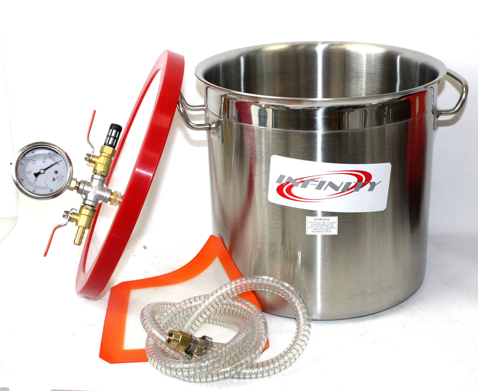 YAETEK 1.5 Gallon Stainless Steel Vacuum Chamber Silicone Kit for Degassing Resins Silicone and Epoxies 