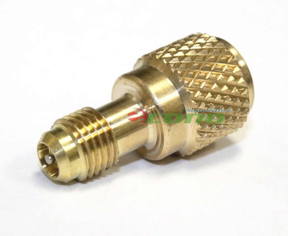 ACME AC R134a Brass Adapter Fitting 1/2" MALE Flare w/ valve core to 1/