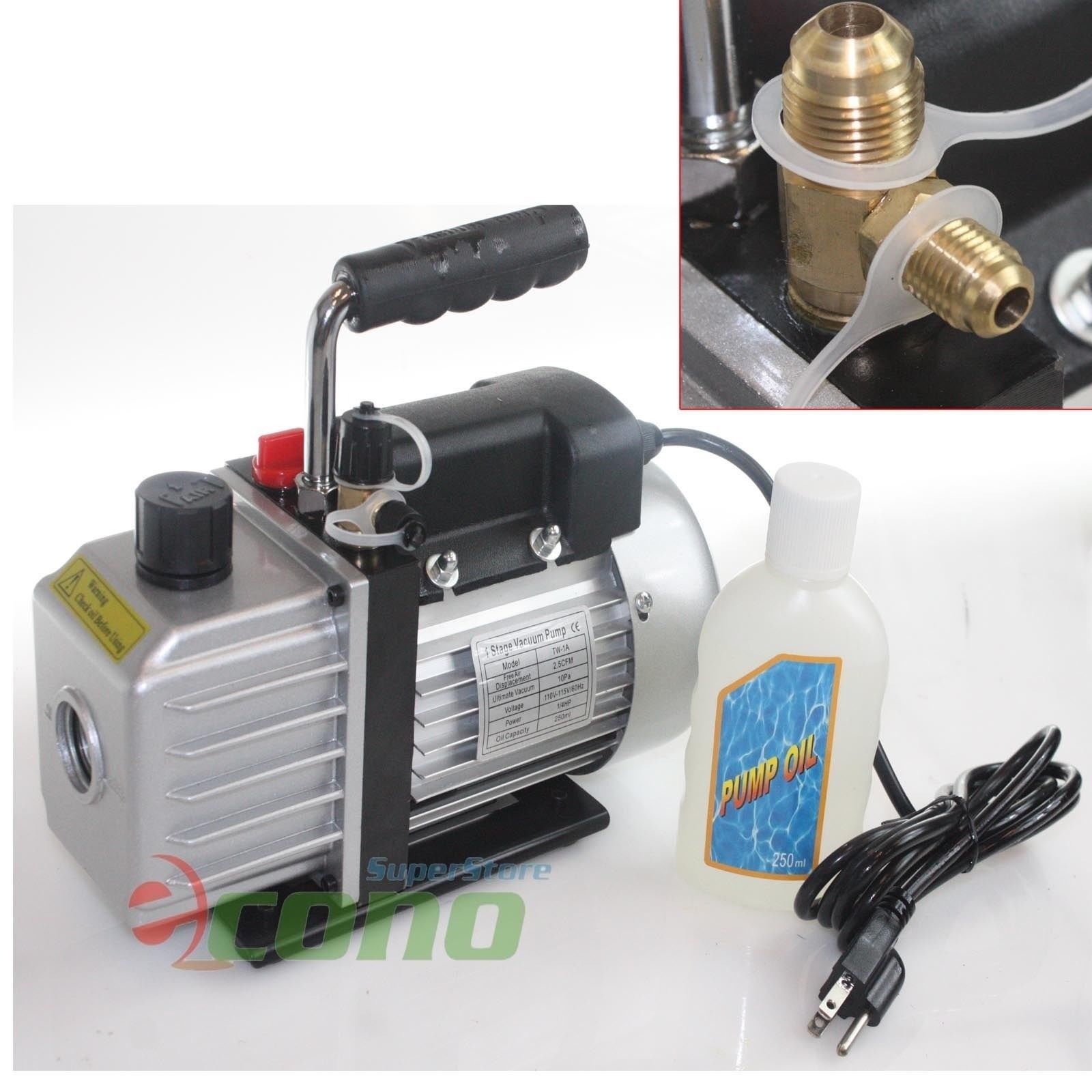 R134A Kit 700161260847 Combo 3,5CFM 1/4HP Air Vacuum Pump AC A/C Manifold Gauge Set  HVAC