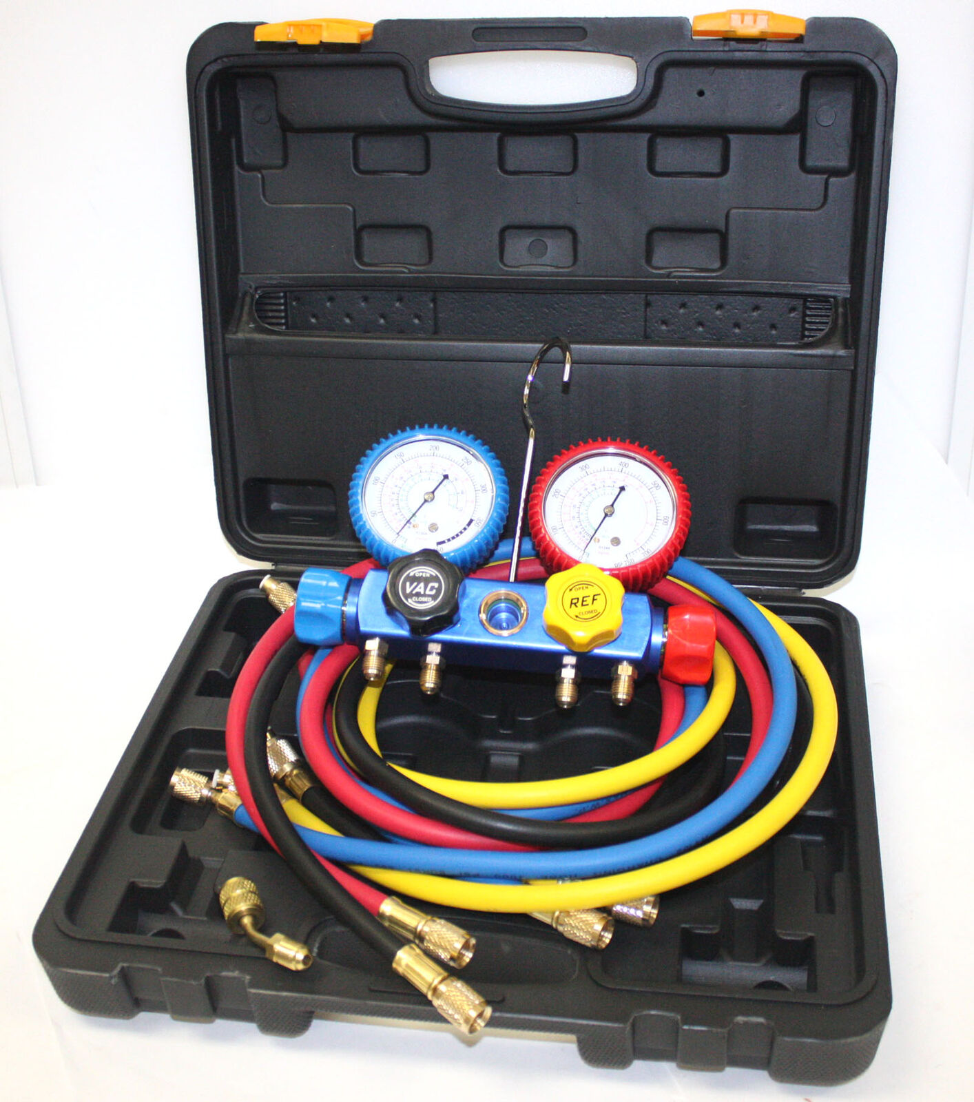 Details about   A/C Diagnostic Manifold Gauge Set Refrigerant Charging Hose R410A R22 R404 R134A 