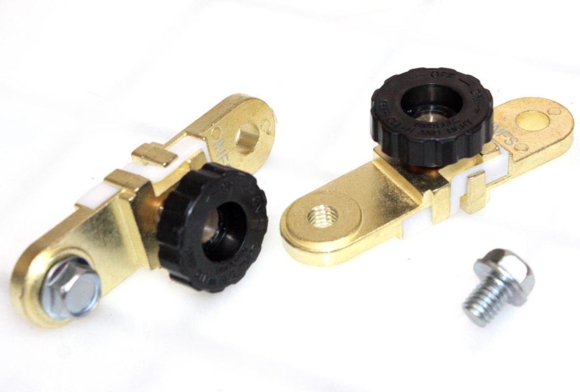 Lot TWO Side Post Battery Master Disconnect Cut Off Switch Lead Brass